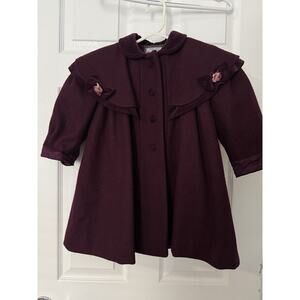 Vintage Rothschild Toddler Girl 3T Coat Dark Purple Grape Fancy Photo Shoot USA